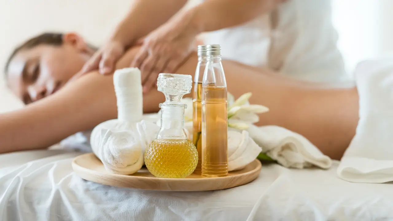 Relaxing warm oil massage with aromatherapy oils